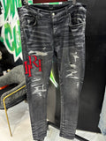 Amiri jeans red staggered logo sz 36 U