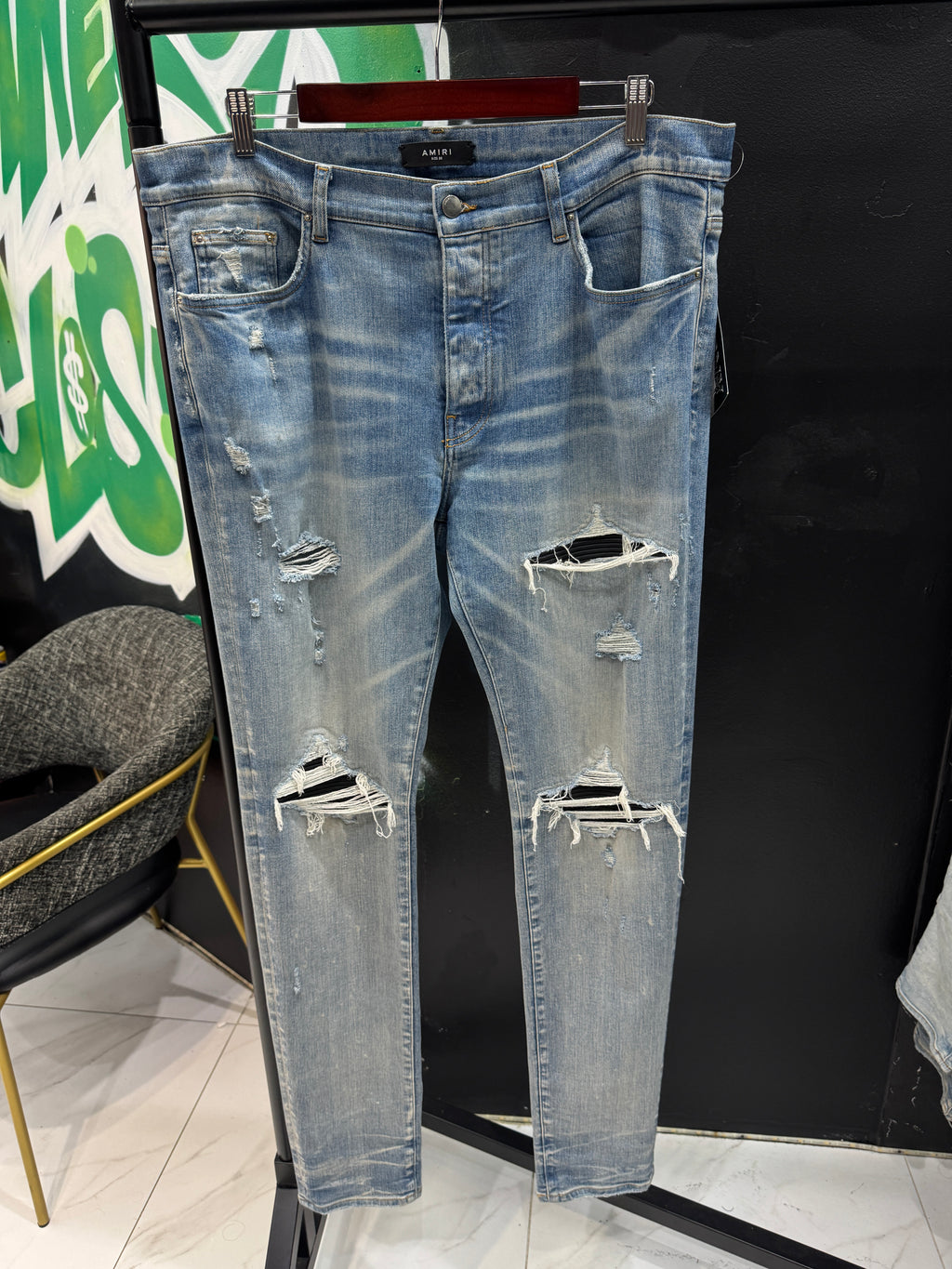Amiri jeans MX1 black patch sz 38 U