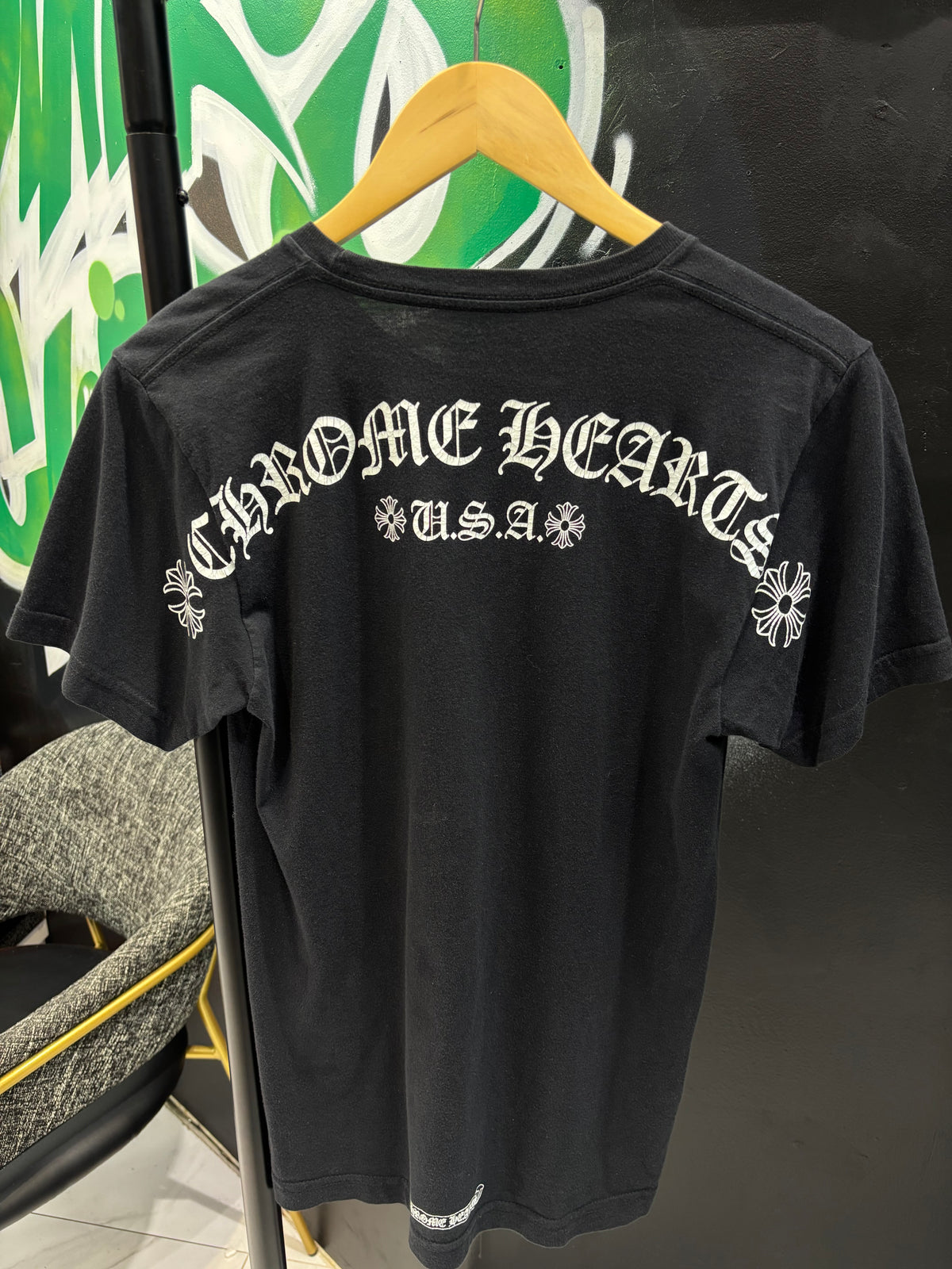 chrome heart USA scroll tee black sz small U