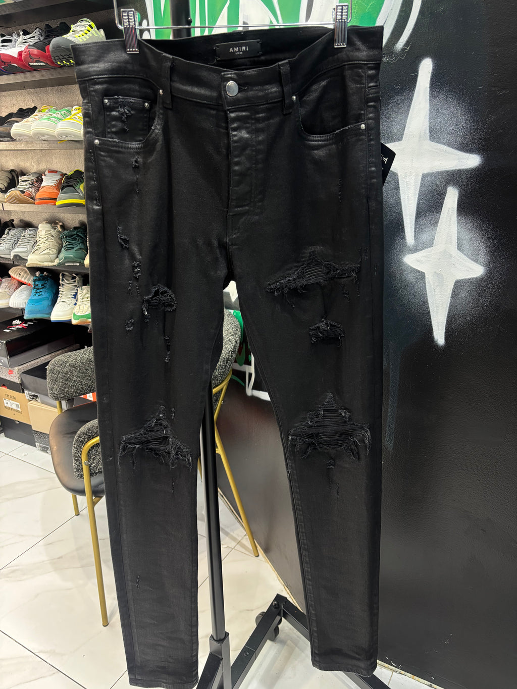 Amiri jeans wax black patch sz 36 U