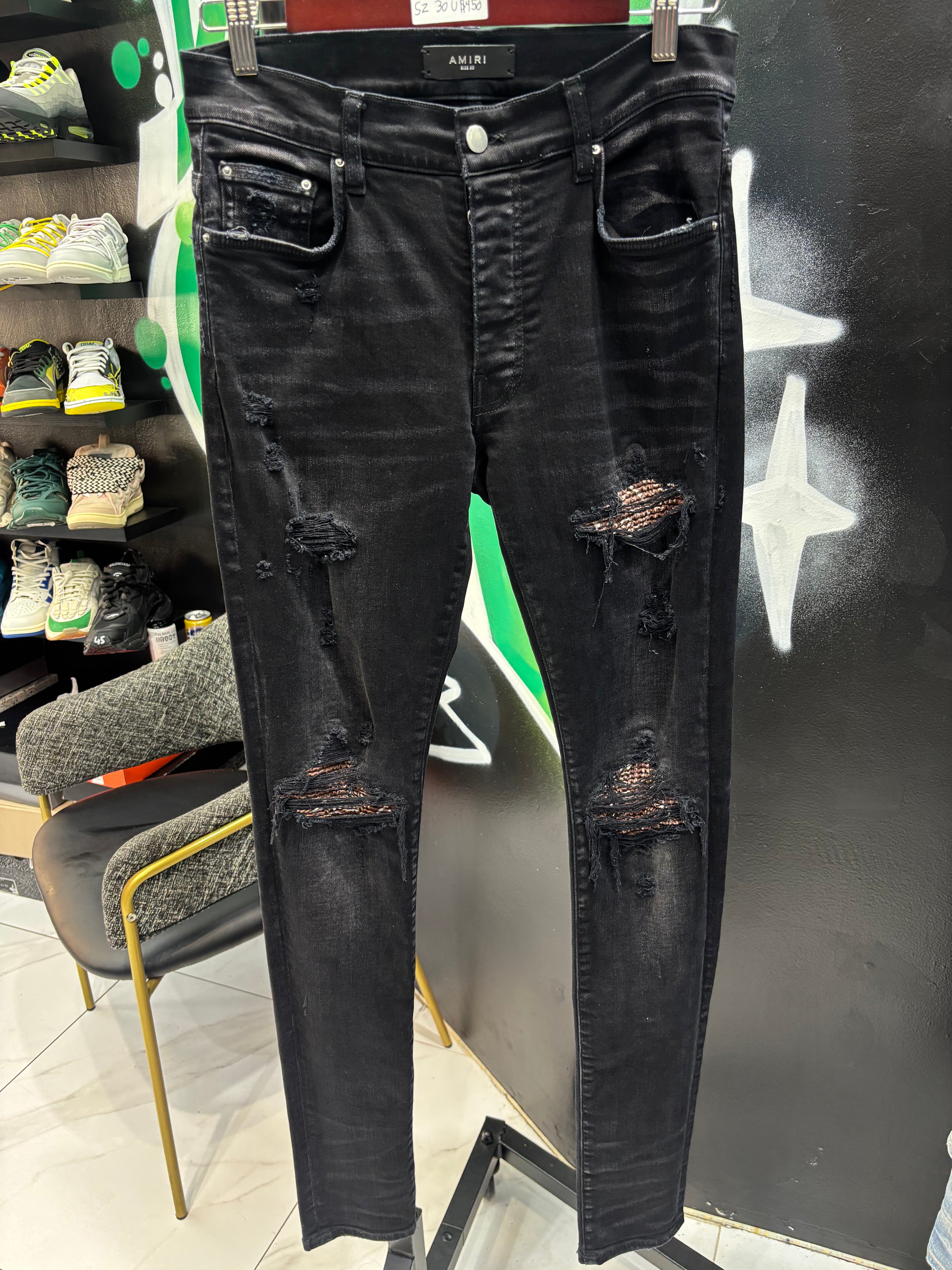 Amiri jeans MX1 brown paisley patch sz 30 U
