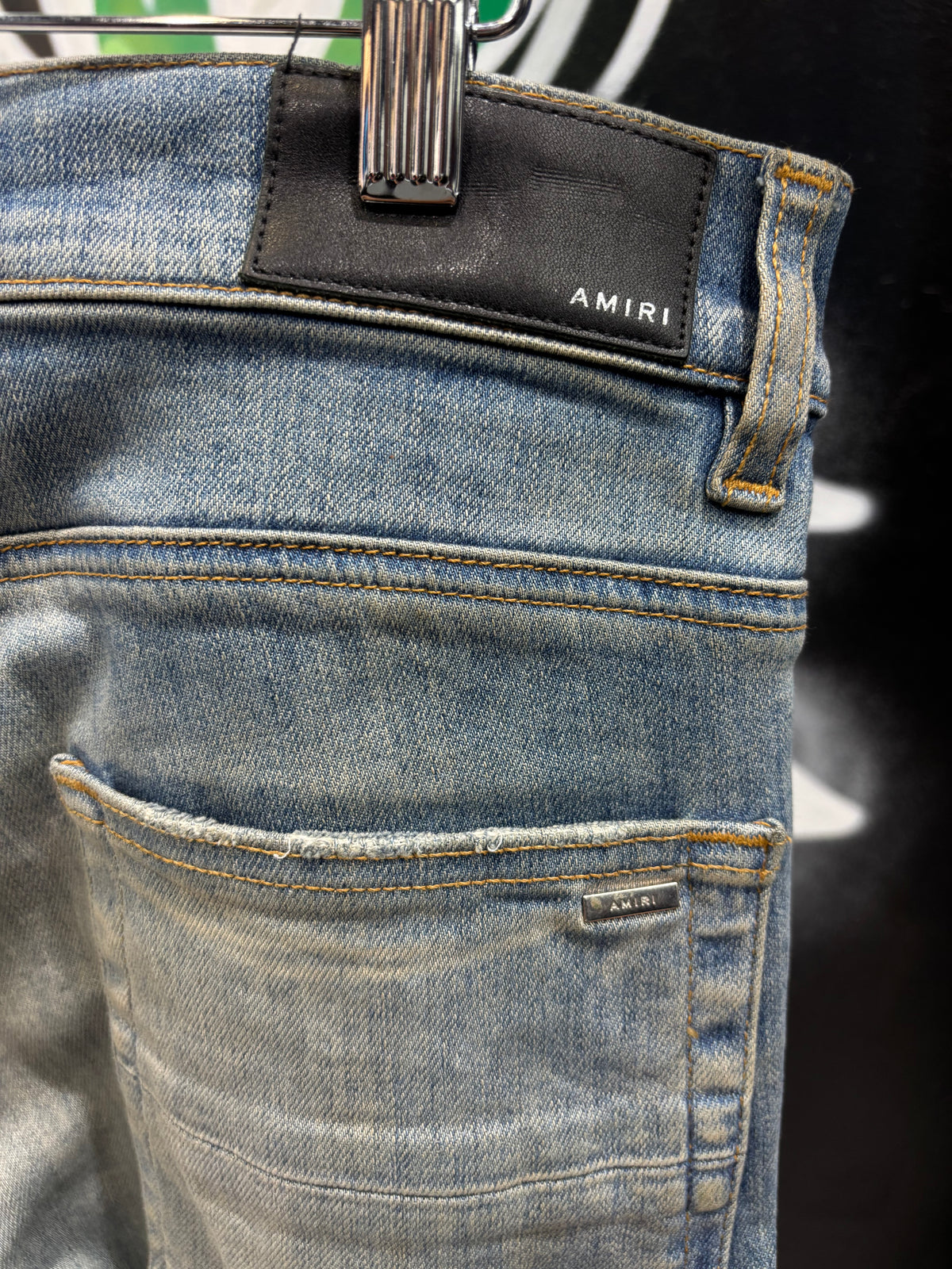 Amiri jeans purple logo patch sz 29 U