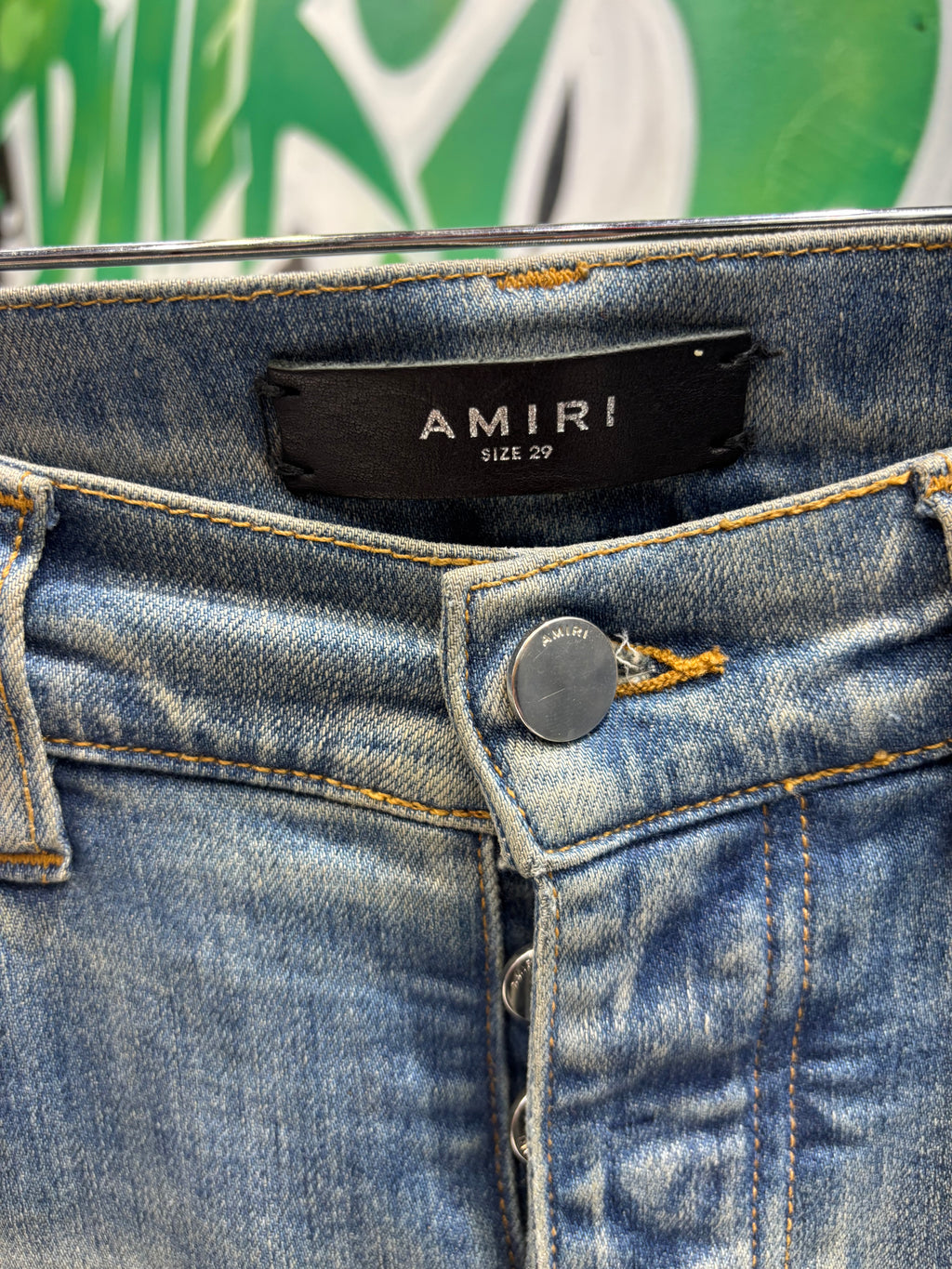 Amiri jeans purple logo patch sz 29 U